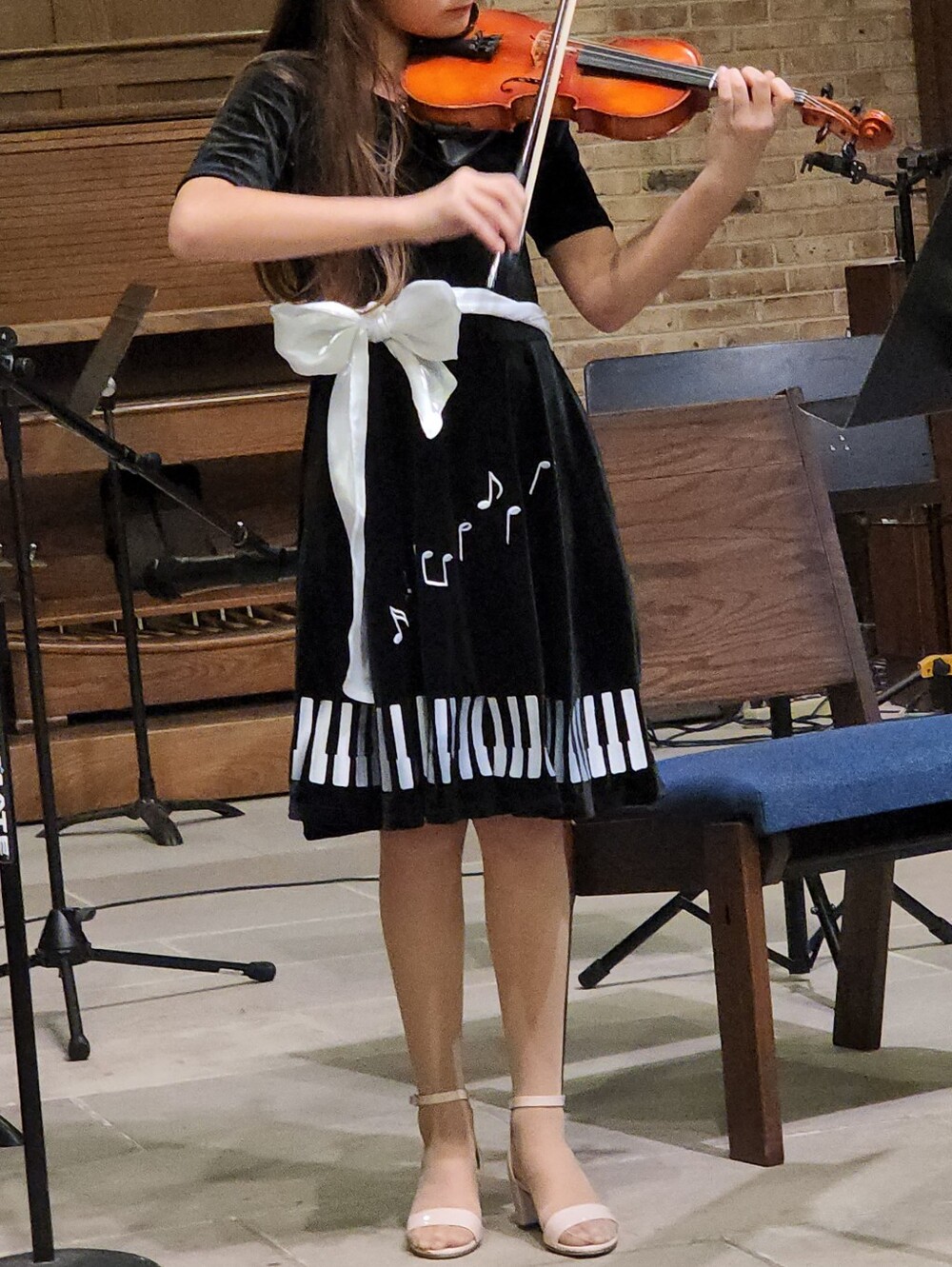 Black Velvet Dress with Piano Key Hem - Picture 2 of 6